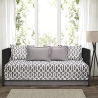 🛏️ lush decor 16t001867 edward trellis patterned 6 piece daybed cover set - stylish gray bedding with bed skirt, pillow shams, and cases, size 75" x 39 logo