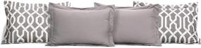 img 1 attached to 🛏️ Lush Decor 16T001867 Edward Trellis Patterned 6 Piece Daybed Cover Set - Stylish Gray Bedding with Bed Skirt, Pillow Shams, and Cases, Size 75" X 39