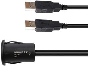 img 1 attached to 🔌 Flush Mount Dual USB 2.0 Male to Female AUX Extension Cable with Buckle for Car, Truck, Boat, Motorcycle Dashboard Panel by DAMAVO (Model: YM1240)