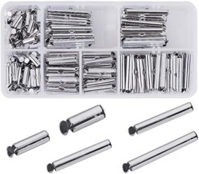 img 4 attached to 💎 PH PandaHall 200pcs Slide On Clasp End Tubes: 5 Sizes Platinum Iron Slider End Caps Crimp for Jewelry Making Clasps