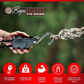 img 3 attached to 💪 Лебедка с тросом Rope Ratchet 10035 с грузоподъемностью 500 фунтов и канатом из полипропилена длиной 15 футов