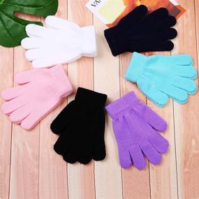 img 1 attached to 🧤 Cooraby 12 Pairs Kid's Winter Magic Gloves: Stretchy Warm Knit Gloves for Boys or Girls