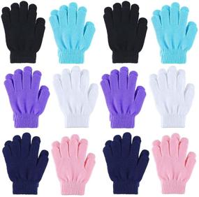 img 4 attached to 🧤 Cooraby 12 Pairs Kid's Winter Magic Gloves: Stretchy Warm Knit Gloves for Boys or Girls