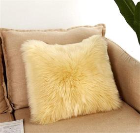 img 4 attached to Luxurious Long Faux Fur Pillow Cover - Ultra Soft Plush Cushion Case for Home, Sofa, Bed, Car, Party Decor - 18 x 18 Inch, Light Yellow