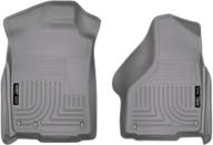 🐶 husky liners weatherbeater front floor mats 18032 - fits 2002-2018 dodge ram 1500, 2019 ram 1500 classic - quad cab/standard cab - grey logo