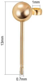 img 3 attached to 💎 60 шт. Золотые серьги с позолотой на медные основе 18K с петлей для изготовления ювелирных изделий DIY - Серьги-штифты BENECREAT Ball - 13x2.5 мм