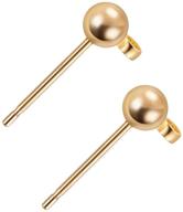 💎 60 pcs 18k gold plated earring studs with loop for diy jewelry making findings - benecreat ball stud earrings - 13x2.5mm logo