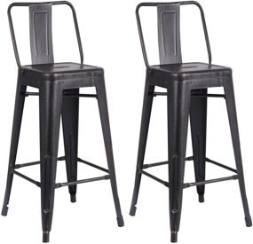 img 4 attached to 🪑 AC Pacific Modern Industrial Metal Barstool Set - 30" Seat Height Counter Stool, Distressed Black Finish (Pack of 2)