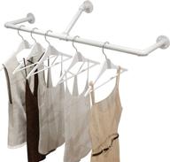 🧥 wall-mounted industrial pipe clothing rack in white - metal garment rack with hanging bar for home, boutique, and retail display (39 inches - white) логотип