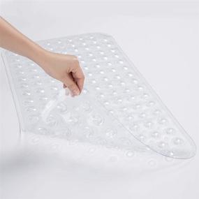 img 2 attached to 🛁 AmazerBath Bath Tub Mat - Non-Slip Shower Mat with Suction Cups and Drain Holes for Safety, Medium Size 27.6 x 15 Inches, Machine Washable - Clear