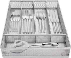 img 2 attached to 🔪 Yesker 5 Compartment Mesh Small Cutlery Tray: Perfect Kitchen Organizer for Silverware Storage & Utensil Flatware