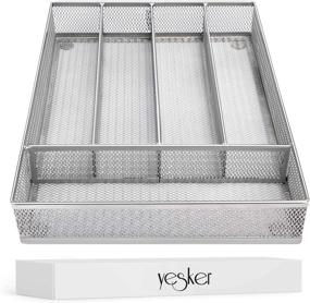 img 4 attached to 🔪 Yesker 5 Compartment Mesh Small Cutlery Tray: Perfect Kitchen Organizer for Silverware Storage & Utensil Flatware