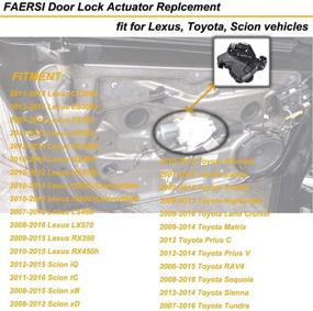 img 3 attached to FAERSI Door Lock Actuator Motor 931-403 - Front Right Passenger Side Replacement for Toyota 4Runner Camry Tundra, Lexus ES350 GS350 LS460 RX450h, Scion tC xB xD - 69030-0C050, 69030-06200, 69030-42230