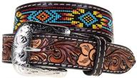 👦 stylish western fashion accessories: boys kids beaded belt with exquisite floral tooling logo