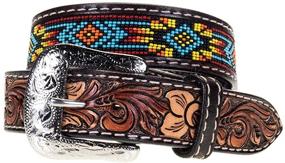 img 2 attached to 👦 Stylish Western Fashion Accessories: Boys Kids Beaded Belt with Exquisite Floral Tooling