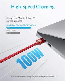 img 3 attached to 🔴 Anker 10ft USB C Cable 100W, Upgraded Nylon USB C to USB C Cable 2.0 for Fast Charging MacBook Pro 2020, iPad Pro 2020, iPad Air 4, Galaxy S20, Pixel, Nintendo Switch, LG, and More (Red)