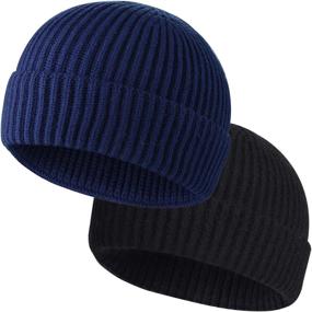 img 4 attached to 🧢 ROYBENS 2pcs Swag Wool Fisherman Beanies for Men, Knit Short Watch Cap Winter Warm Hats - Enhanced for Better SEO