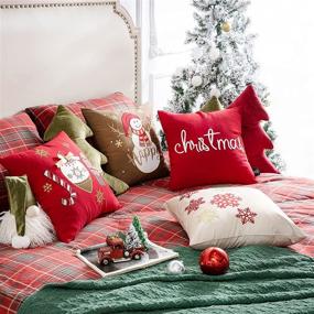 img 1 attached to 🎄 Phantoscope Embroidered Christmas Pillow Covers - Snowman, Letter & Snowflakes Design - Set of 4, 18x18 inches / 45x45 cm
