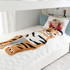 img 2 attached to 🐯 Конверт-одеяло для детей Blankie Tails с тигром - ультрамягкое одеяло из мягкого мушеля, двухстороннее уютное одеяло, машинная стирка, веселое одеяло для мальчиков и девочек.