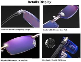 img 2 attached to 👓 Designer Rimless Anti-Fatigue Reading Glasses for Women and Men 2.00 - Diamond Cutting, Best Blue Light Blocking Readers