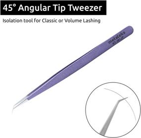 img 2 attached to Long 45° Angular Tip Tweezers for Eyelash Extension - Hand Crafted Surgical Stainless Steel Precision Tweezers (Metallic Pink Powder Coated)