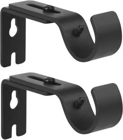 img 4 attached to 🔧 Anndason Heavy Duty Adjustable Curtain Rod Brackets - Black Color (Set of 2) - Secure Holders for 1 Inch Rods