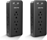 🔌 11-in-1 wall mount surge protector with 9 outlets, 2 smart usb charging ports (total 2.4a), phone holder, black (2-pack) | outlet splitter for multiple devices, convenient size logo