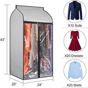 img 3 attached to 👗 Univivi Hanging Garment Bags: 43 inch Organizer Storage with Large Clear Window for Suit Coats, Jackets, and Dresses - Well-Sealed Closet Cover on Garment Rack for Efficient Closet Storage