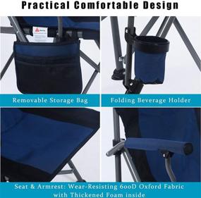 img 1 attached to MaiuFun Portable Camping Chair Folding - Heavy Duty Quad Outdoor Large Chairs Supporting 330 lbs, with High 🪑 Back, Padded Thicken Oxford Material, Armrests, Storage Bag, Cup Holder, and Carry Bag - Ideal for Outside Activities (Blue)