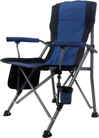 img 4 attached to MaiuFun Portable Camping Chair Folding - Heavy Duty Quad Outdoor Large Chairs Supporting 330 lbs, with High 🪑 Back, Padded Thicken Oxford Material, Armrests, Storage Bag, Cup Holder, and Carry Bag - Ideal for Outside Activities (Blue)