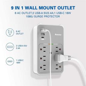 img 2 attached to 💡 Huntkey USB-C Surge Protector Wall Tap Multi Plug Outlet Extender with 6 AC Outlets and 3 USB Charging Ports - SMD607C