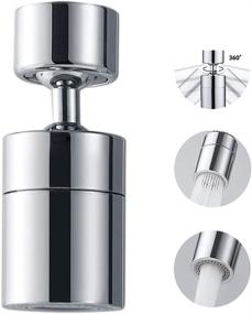 img 4 attached to 💧 360 Degree Swivel Sink Faucet Aerator with 2-Flow Big Angle Water Saving Dual Function - Gasket Faucet Replacement Part, Suitable for 55/64 Inch-27UNS Female Thread and 15/16 Inch-27UNS Male Thread Adapters (1)