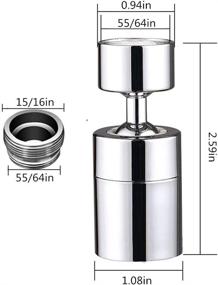 img 3 attached to 💧 360 Degree Swivel Sink Faucet Aerator with 2-Flow Big Angle Water Saving Dual Function - Gasket Faucet Replacement Part, Suitable for 55/64 Inch-27UNS Female Thread and 15/16 Inch-27UNS Male Thread Adapters (1)