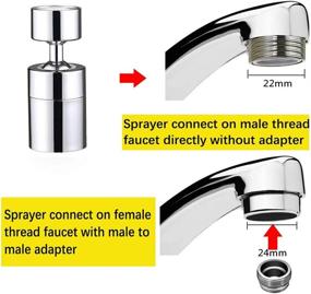 img 1 attached to 💧 360 Degree Swivel Sink Faucet Aerator with 2-Flow Big Angle Water Saving Dual Function - Gasket Faucet Replacement Part, Suitable for 55/64 Inch-27UNS Female Thread and 15/16 Inch-27UNS Male Thread Adapters (1)