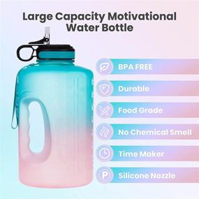 img 3 attached to 🍼 BEEK Large 1 Gallon/128 oz Water Bottle Motivational with Time Marker & Straw, Leakproof Water Jug for Fitness, Daily Hydration (Purple/Blue Gradient)