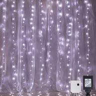 🌟 awq 300 led window curtain string lights - 8 modes for christmas wedding home garden bedroom outdoor indoor wall decor (white) логотип