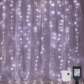 img 4 attached to 🌟 AWQ 300 LED Window Curtain String Lights - 8 Modes for Christmas Wedding Home Garden Bedroom Outdoor Indoor Wall Decor (White)