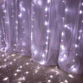 img 1 attached to 🌟 AWQ 300 LED Window Curtain String Lights - 8 Modes for Christmas Wedding Home Garden Bedroom Outdoor Indoor Wall Decor (White)