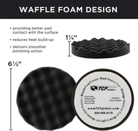 img 2 attached to 🔘 TCP Global 6.5" Black Waffle Foam Polish Pad - Effective Final Finishing Grip with DA Hook & Loop