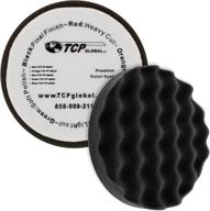 🔘 tcp global 6.5" black waffle foam polish pad - effective final finishing grip with da hook & loop logo