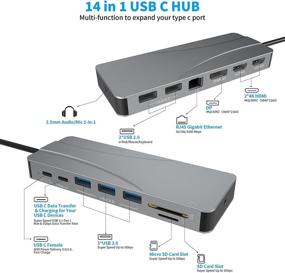 img 3 attached to 14-in-1 USB C Hub Adapter Docking Station with 2 HDMI and DP, 60W Power Delivery, 1 Gbps Ethernet, USB-C & USB-A Data Ports, USB3.0 SD & TF Card Slot, 3.5mm Audio (DP + HDMI Hub)