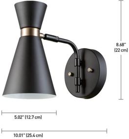 img 2 attached to Globe Electric Belmont Wall Sconce 65855 - Satin Black with Gold Accents