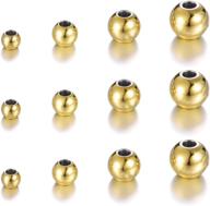 📿 gold stainless steel spacer beads set - 120pcs 3mm 4mm 5mm 6mm metal round loose beads for diy jewelry making, bracelets & necklaces logo