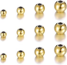 img 4 attached to 📿 Gold Stainless Steel Spacer Beads Set - 120pcs 3mm 4mm 5mm 6mm Metal Round Loose Beads for DIY Jewelry Making, Bracelets & Necklaces