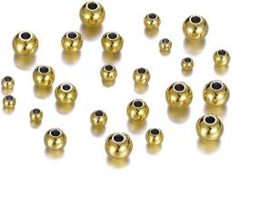 img 2 attached to 📿 Gold Stainless Steel Spacer Beads Set - 120pcs 3mm 4mm 5mm 6mm Metal Round Loose Beads for DIY Jewelry Making, Bracelets & Necklaces