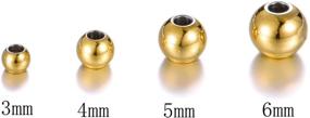 img 3 attached to 📿 Gold Stainless Steel Spacer Beads Set - 120pcs 3mm 4mm 5mm 6mm Metal Round Loose Beads for DIY Jewelry Making, Bracelets & Necklaces