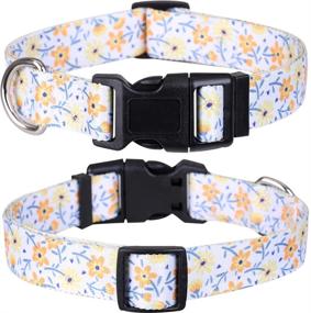 img 2 attached to Floral Adjustable Nylon Pet Collars - 2 Pack - Ideal for Small, Medium, and Large Dogs & Puppies