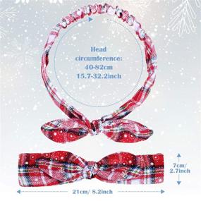 img 2 attached to 🎄 Christmas Headbands: Red Plaid Snowflake Bow Bandana Knot Headwrap Retro Elastic Rabbit Ear Hairband for Girls and Women - Perfect for Christmas Party