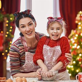 img 1 attached to 🎄 Christmas Headbands: Red Plaid Snowflake Bow Bandana Knot Headwrap Retro Elastic Rabbit Ear Hairband for Girls and Women - Perfect for Christmas Party