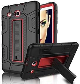 img 1 attached to Red/Black Shockproof Rugged Full Body Case for Samsung Galaxy Tab E 9.6 - With Kickstand and Heavy-Duty Protection